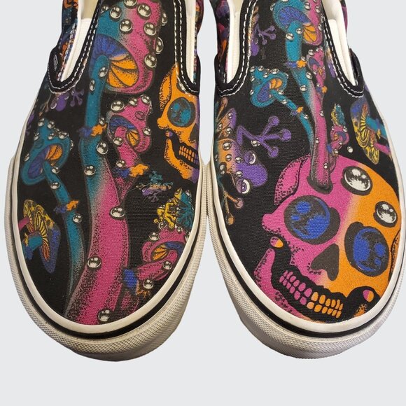 VANS Slip On Mushroom Skull Trippy Drip Psychedelic Mens 9 /Womens 10.5 - Picture 7 of 7